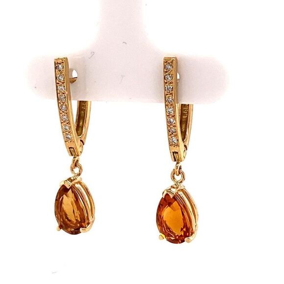 Citrine Diamond Earrings 14k Gold 3.79 TCW Women Certified $1,490 820452 - Picture 8 of 9